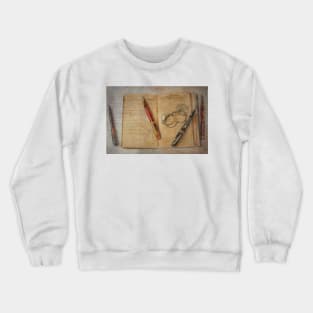 Old Book And Fountain Pens Crewneck Sweatshirt